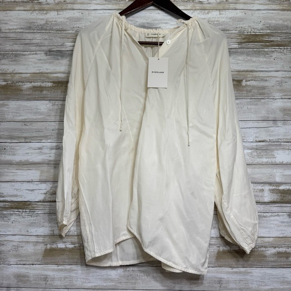 Everlane The Gathered Shirt Lagenlook Boho Cream Blouse Size XXL NWT - Picture 1 of 10